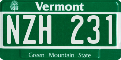 VT license plate NZH231