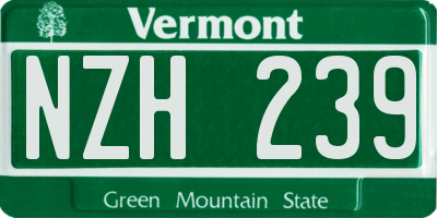 VT license plate NZH239