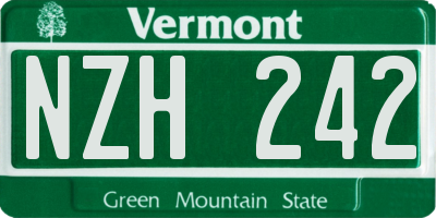 VT license plate NZH242