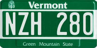 VT license plate NZH280