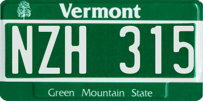 VT license plate NZH315