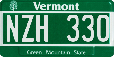 VT license plate NZH330