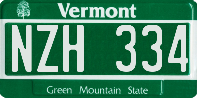 VT license plate NZH334
