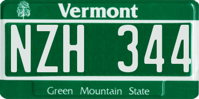 VT license plate NZH344