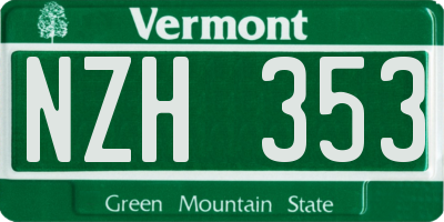 VT license plate NZH353