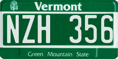 VT license plate NZH356