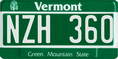 VT license plate NZH360