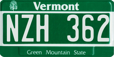 VT license plate NZH362