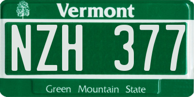 VT license plate NZH377