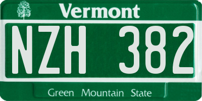 VT license plate NZH382
