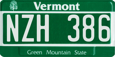 VT license plate NZH386