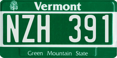 VT license plate NZH391