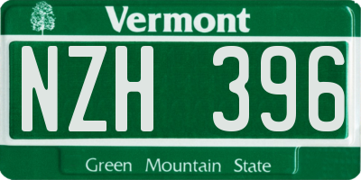 VT license plate NZH396