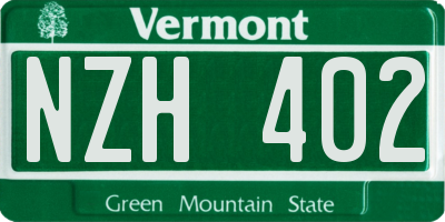 VT license plate NZH402
