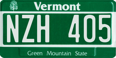 VT license plate NZH405