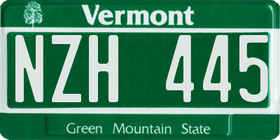 VT license plate NZH445