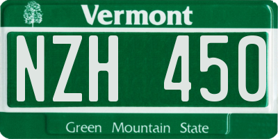 VT license plate NZH450