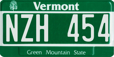 VT license plate NZH454