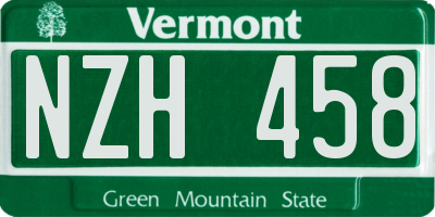 VT license plate NZH458