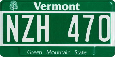 VT license plate NZH470