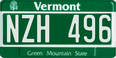 VT license plate NZH496