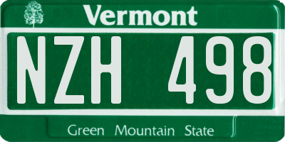 VT license plate NZH498