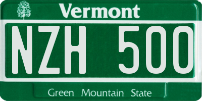 VT license plate NZH500