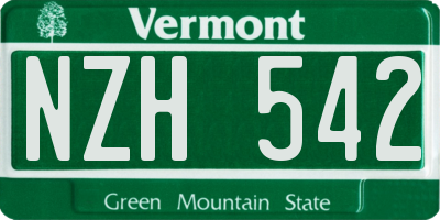 VT license plate NZH542