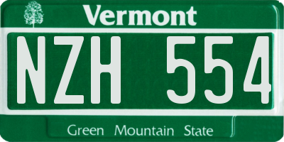 VT license plate NZH554