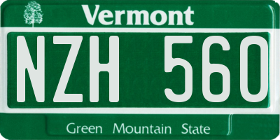 VT license plate NZH560