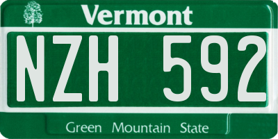 VT license plate NZH592