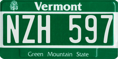 VT license plate NZH597