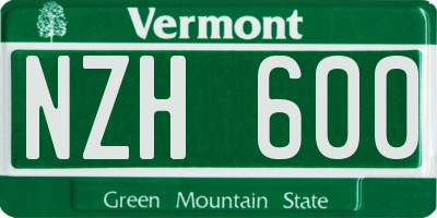 VT license plate NZH600