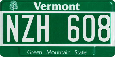 VT license plate NZH608