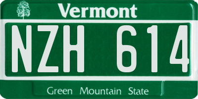 VT license plate NZH614