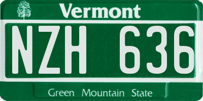 VT license plate NZH636