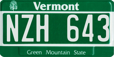 VT license plate NZH643
