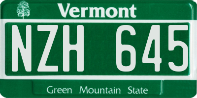 VT license plate NZH645