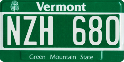 VT license plate NZH680