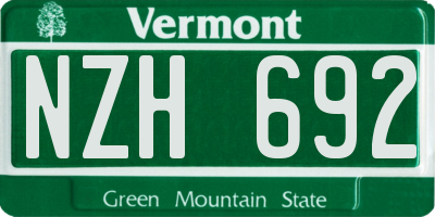 VT license plate NZH692