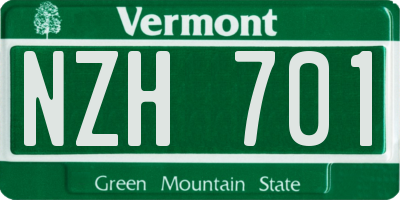 VT license plate NZH701