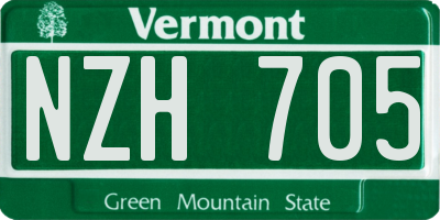 VT license plate NZH705