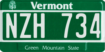 VT license plate NZH734