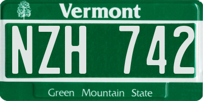 VT license plate NZH742