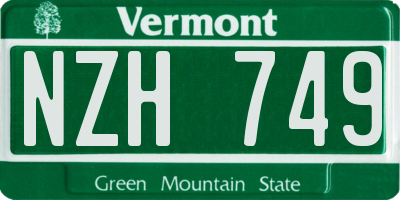 VT license plate NZH749