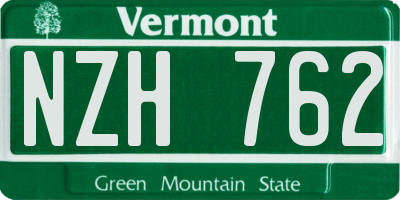 VT license plate NZH762