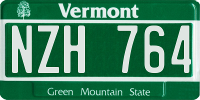 VT license plate NZH764