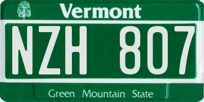 VT license plate NZH807