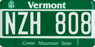 VT license plate NZH808