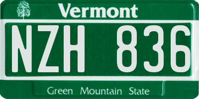 VT license plate NZH836